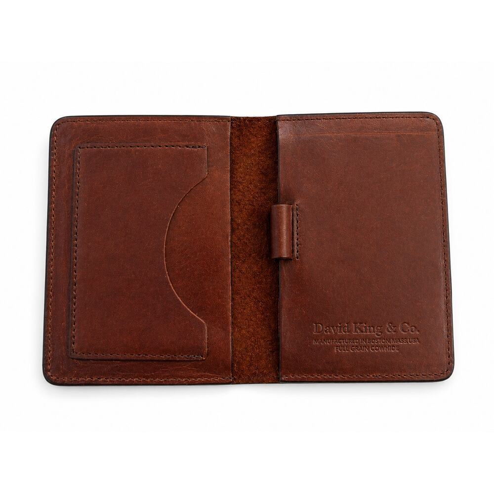 David King USA Vintage Full Grain Leather Bifold Wallet Brown Heritage Americana